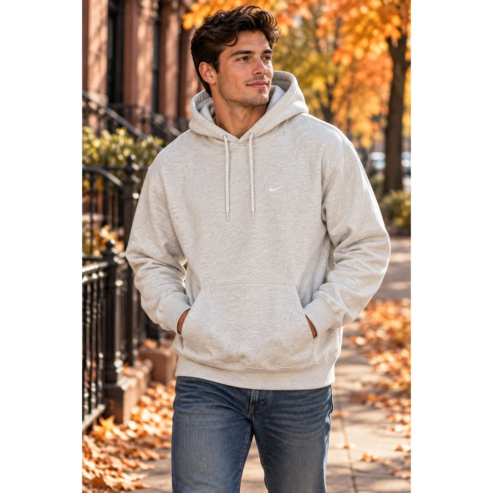 NWT Nike Hoodie Size Large Grey Sportswear Club Fleece Pullover Pocket #1708